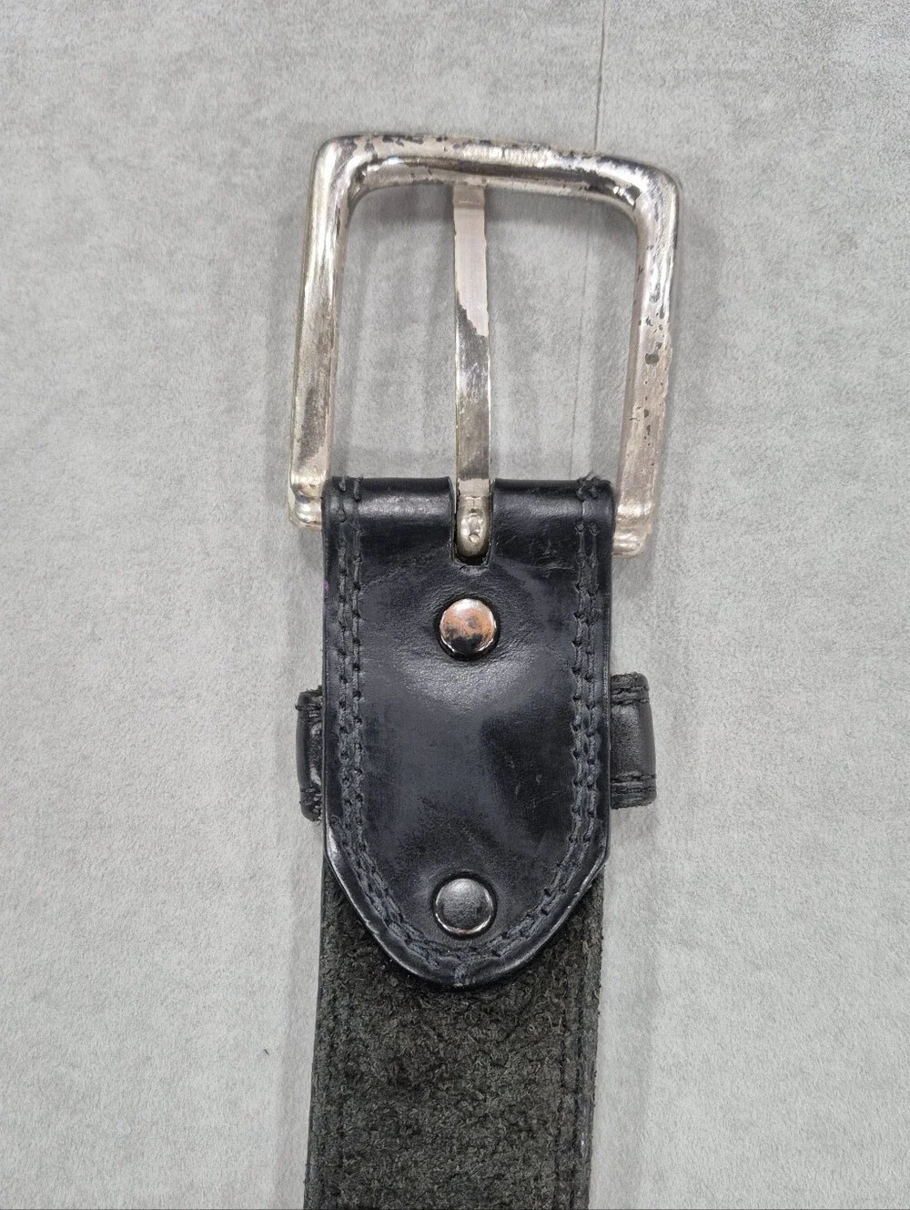 Red Wing Shoes belt men's 32 black leather solid brass silver buckle